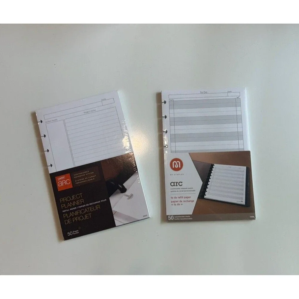 2 Staples Arc System Narrow Ruled Refill Paper  5.5